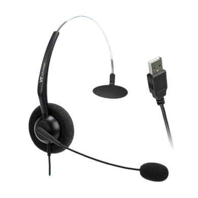 AUDIFONO PARA CALL CENTER MONOAURAL VT1000M Y CABLE USB01 COMPATIBLE CON SOFTPHONE SKYPE, TEAMS, AVAYA, CISCO, JABBER, 3CX