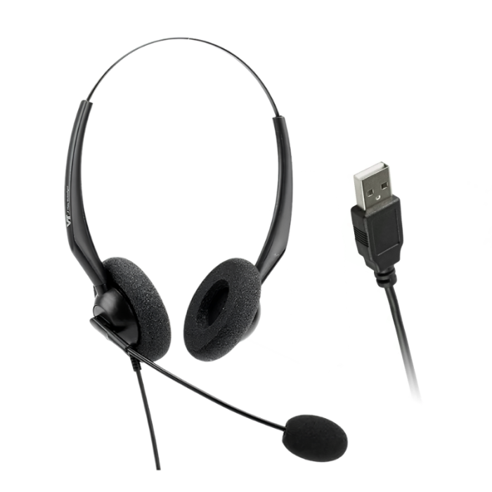 AUDIFONO PARA CALL CENTER BINAURAL VT1000 OMNI CON CONTROLADOR Y CABLE USB01 SOFTPHONE SKYPE, TEAMS, AVAYA, CISCO, JABBER, 3CX