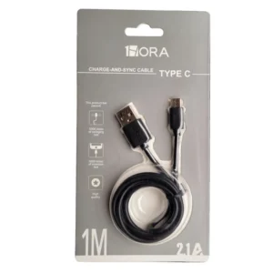 Cable USB Tipo A A USB Tipo C 2.1A L= 1M Negro CAB184N 1Hora