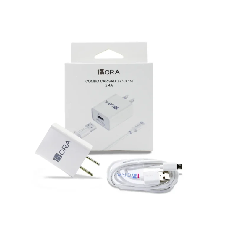COMBO CARGADOR TIPO A + CABLE USB TIPO A a V8 2.4A L=1M GAR124 1HORA