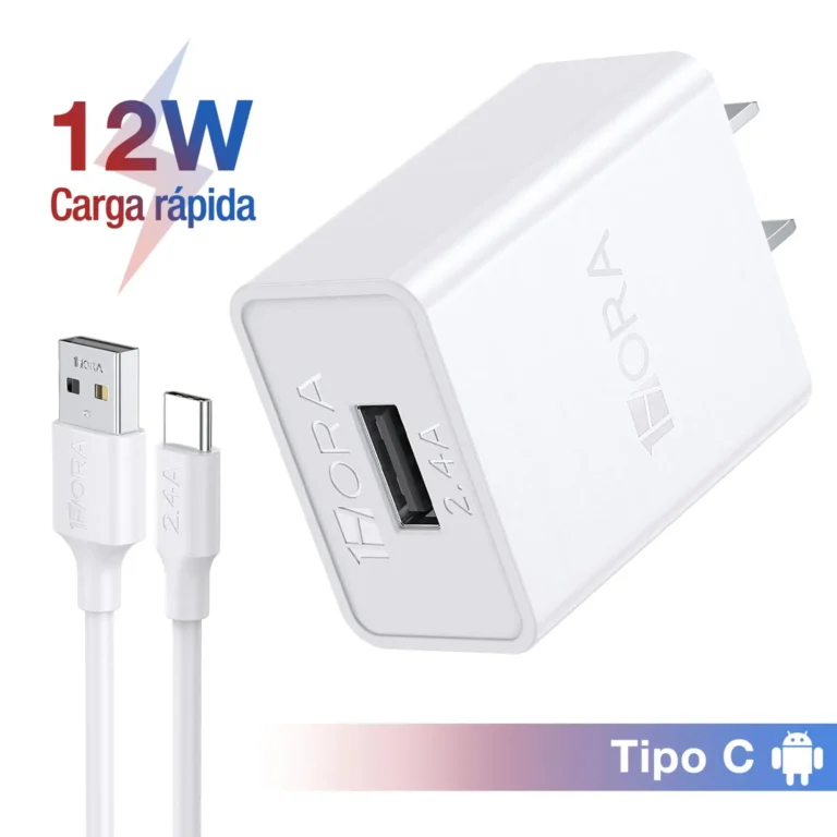 COMBO CARGADOR TIPO A 2.4A + CABLE L= 1M TIPO A a TIPO C GAR142B 1HORA