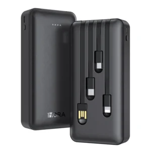 BANCO DE CARGA 20000 mAh NEGRO CUATRO CABLES USB / V8 / TIPO C / IPHONE MOD. GAR159N 1HORA