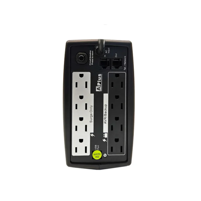 UPS INTERACTIVO 800VA/480W BATERIA 12V 9Ah 8 TOMAS +USB A + USB C 2.4A MOD. 1L-S800N