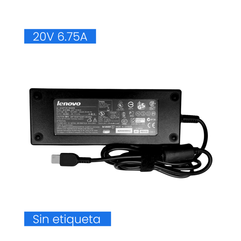CARGADOR PARA LENOVO 20V 6.75A PLUG RECTANGULAR
