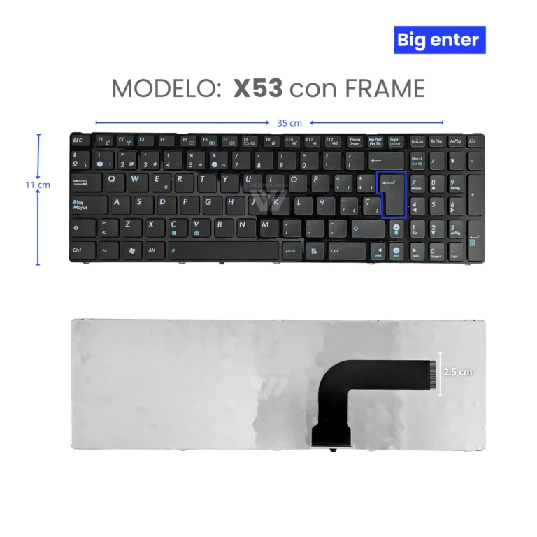 TECLADO PARA ASUS 15 X53 FRAME BIG ENTER