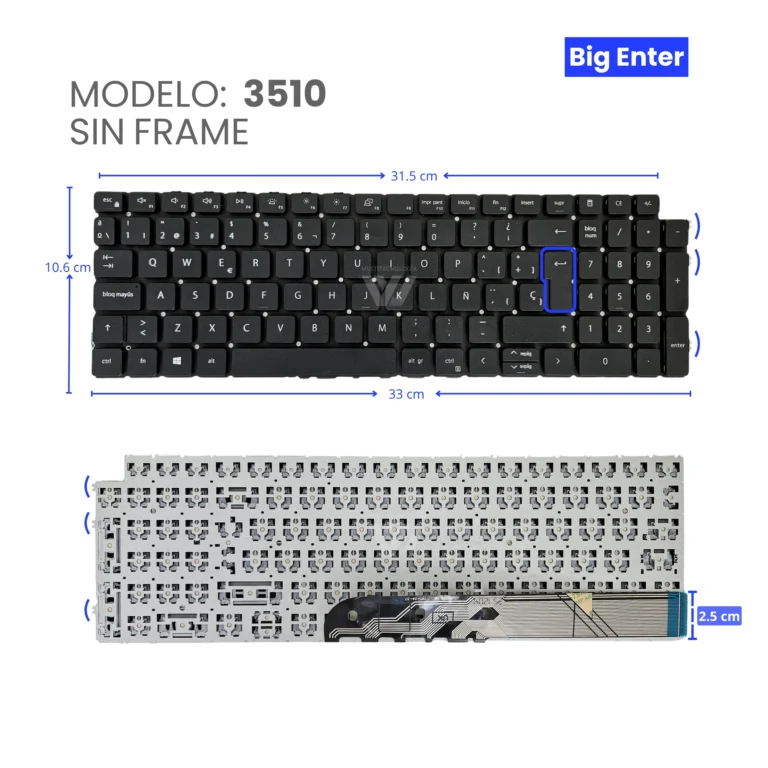 TECLADO PARA DELL VOSTRO 15 3510 3515 3520 P112F NO FRAME BIG ENTER