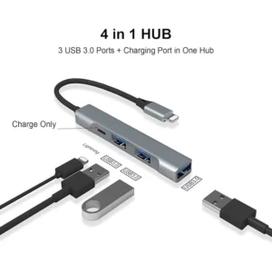 HUB LIGHTNING A 3 PUERTOS USB 3.0 + CARGA