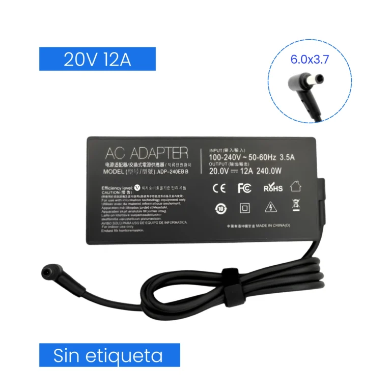 CARGADOR PARA ASUS 20V 12A PLUG 6.0×3.7