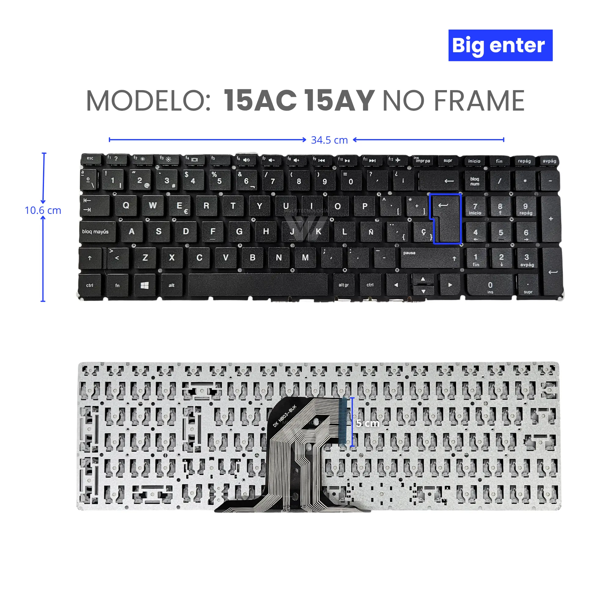 TECLADO PARA HP 15 15AC 15AY 255 BIG ENTER SIN FRAME