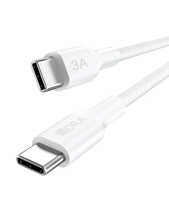 CABLE USB TIPO C MACHO MACHO 3A BLANCO ENMALLADO CAB272 LONG 1M 1HORA