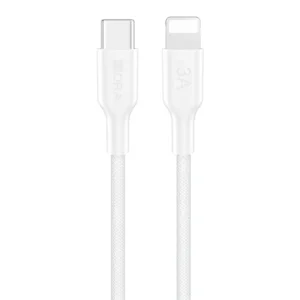 CABLE USB TIPO C a LIGHTNING 3A BLANCO ENMALLADO L=1M 1HORA
