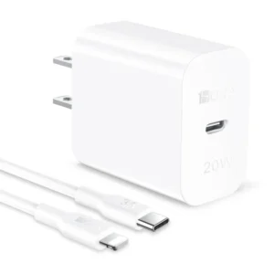 COMBO CARGADOR TIPO C 20W + CABLE USB TIPO C A LIGHTNING BLANCO GAR154B 1HORA