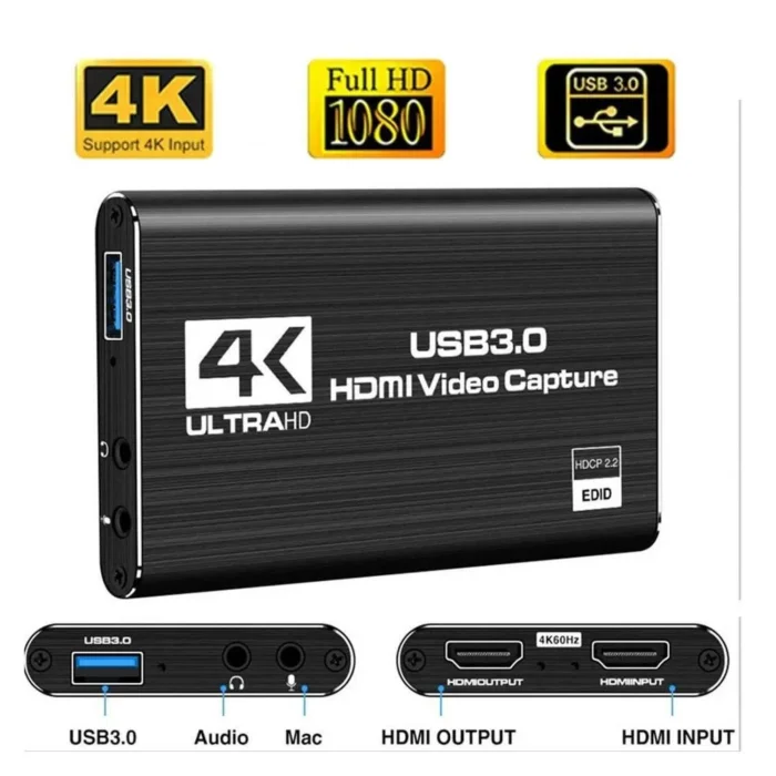 CAPTURADORA DE VIDEO HDMI A USB 3.0 4K 60FPS