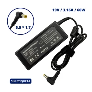 CARGADOR PARA ACER 19V 3.16A PLUG 5.5x1.7