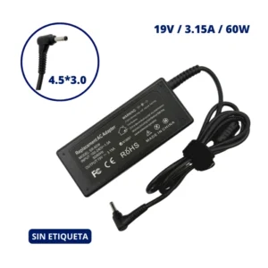 CARGADOR PARA GATEWAY 19V 3.15A PLUG 3.5x1.35
