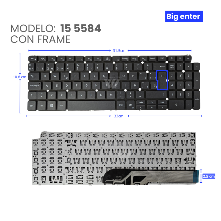 TECLADO PARA DELL 15 5584 NO FRAME BIG ENTER